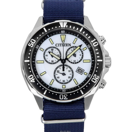Montre homme Citizen Eco-Drive AT2500-19A, bracelet en nylon, cadran blanc, 100 m