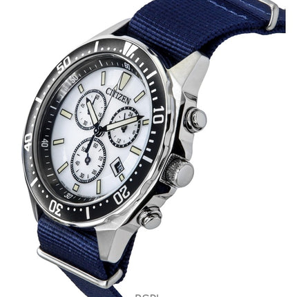 Montre homme Citizen Eco-Drive AT2500-19A, bracelet en nylon, cadran blanc, 100 m