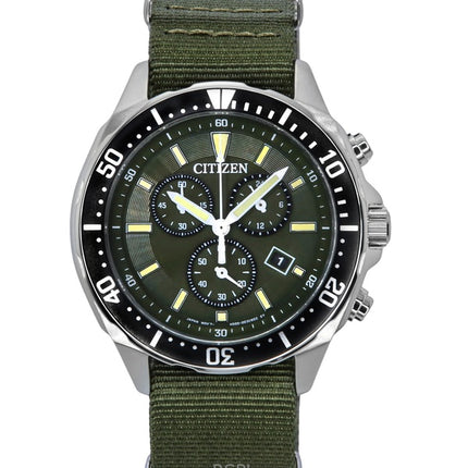 Montre homme Citizen Eco-Drive AT2500-19W, bracelet en nylon, cadran vert, 100 m