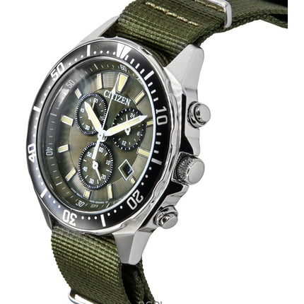 Montre homme Citizen Eco-Drive AT2500-19W, bracelet en nylon, cadran vert, 100 m