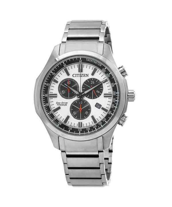 Montre pour homme Citizen Eco-Drive Chronographe Super Titanium Cadran blanc AT2530-85A 100M