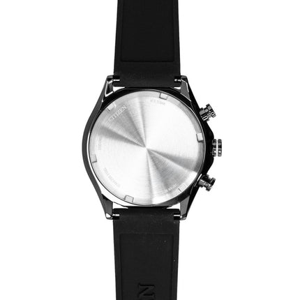 Montre homme Citizen Eco-Drive Chronographe, bracelet en silicone, cadran noir, solaire AT2565-05E, étanche à 100 m