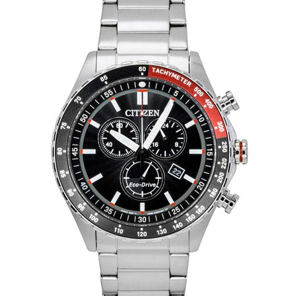 Montre homme Citizen Eco-Drive Chronographe Acier inoxydable Cadran noir Solaire AT2566-88E 100M