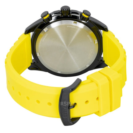 Montre homme Citizen Brycen Chronographe, bracelet en silicone, cadran noir, Eco-Drive AT2585-08E, étanche à 100 m