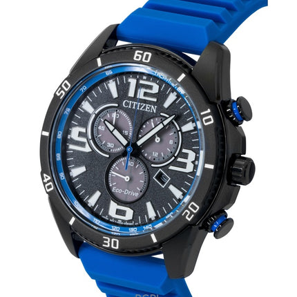 Montre homme Citizen Brycen Chronographe, bracelet en silicone, cadran noir, Eco-Drive AT2586-05E, étanche à 100 m