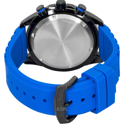 Montre homme Citizen Brycen Chronographe, bracelet en silicone, cadran noir, Eco-Drive AT2586-05E, étanche à 100 m