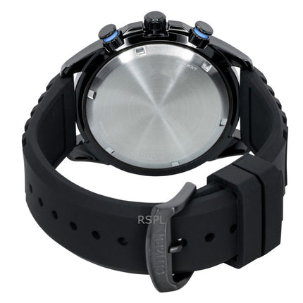 Montre homme Citizen Brycen Chronographe, bracelet en silicone, cadran noir, Eco-Drive AT2587-02E, étanche à 100 m