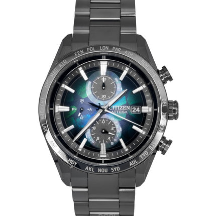 Montre homme Citizen Attesa chronographe radiocommandé Super Titanium cadran multicolore Eco-Drive AT8286-65E 100 m