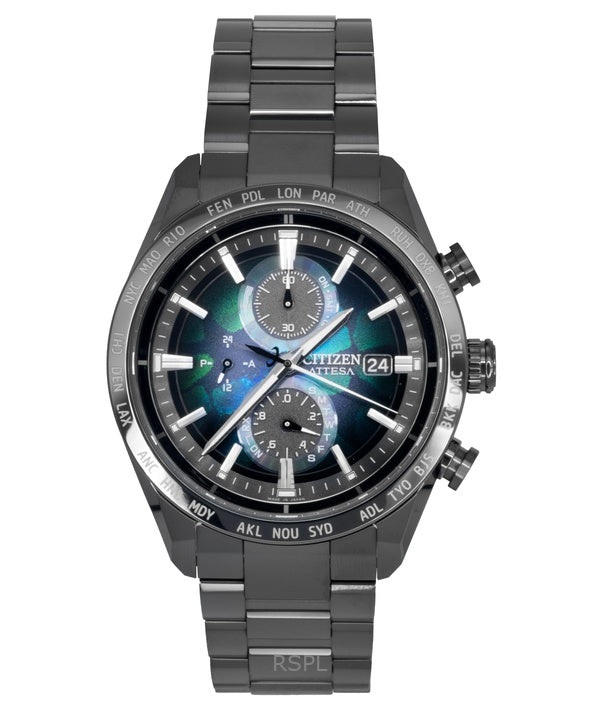 Montre homme Citizen Attesa chronographe radiocommandé Super Titanium cadran multicolore Eco-Drive AT8286-65E 100 m