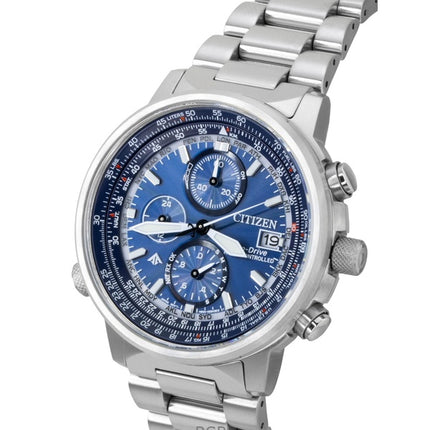 Montre homme Citizen Promaster Sky Eco-Drive Chronographe Acier inoxydable Cadran bleu AT8300-58L 200M