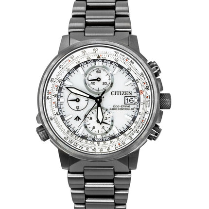 Montre homme Citizen Promaster Navihawk AT Chronographe Acier inoxydable Cadran argenté Eco-Drive Plongeur AT8304-57A 200M