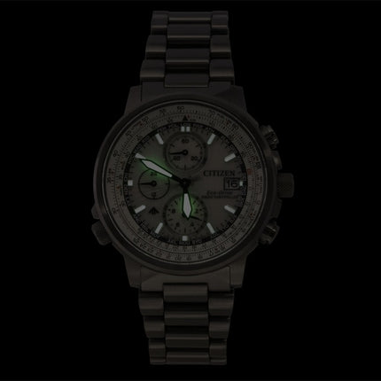 Montre homme Citizen Promaster Navihawk AT Chronographe Acier inoxydable Cadran argenté Eco-Drive Plongeur AT8304-57A 200M
