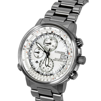 Montre homme Citizen Promaster Navihawk AT Chronographe Acier inoxydable Cadran argenté Eco-Drive Plongeur AT8304-57A 200M