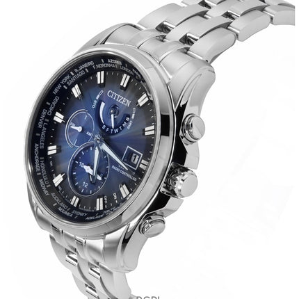 Montre de plongée radiocommandée Citizen Eco-Drive pour homme, cadran bleu, acier inoxydable, AT9031-52L, 200 m
