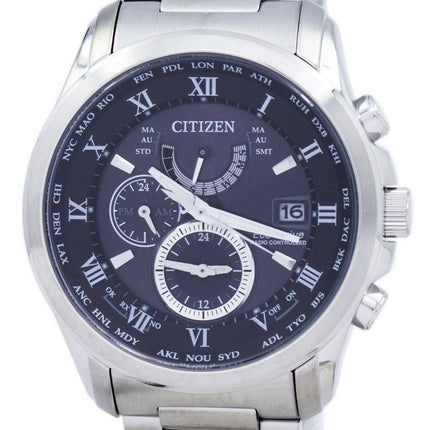 Citizen Eco-Drive Radio Controlled calendrier perpétuel monde temps AT9080-57F montre homme