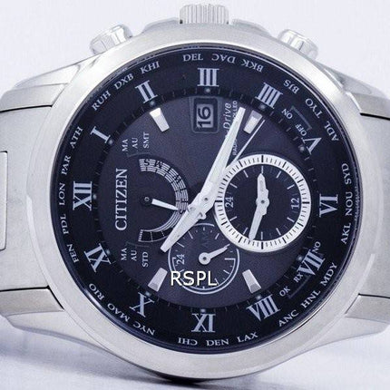 Citizen Eco-Drive Radio Controlled calendrier perpétuel monde temps AT9080-57F montre homme