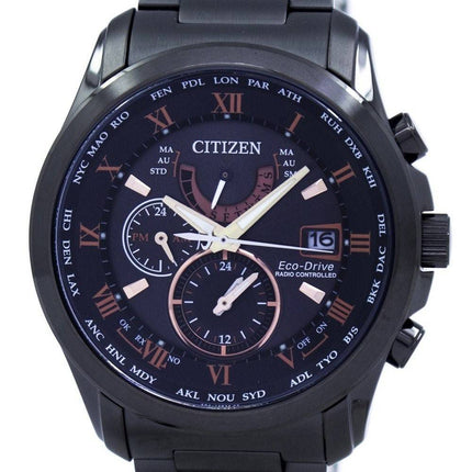 Citizen Eco-Drive Radio Controlled calendrier perpétuel monde temps AT9085-53E montre homme