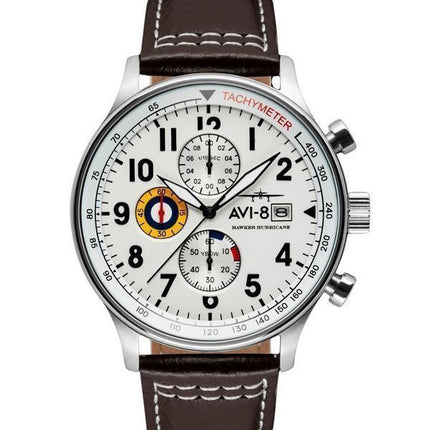 Montre pour homme AVI-8 Hawker Hurricane Classic chronographe classique à cadran blanc à quartz AV-4011-01