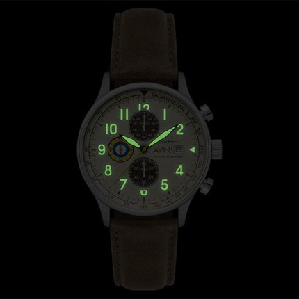 Montre chronographe classique AVI-8 Hawker Hurricane à quartz avec cadran kaki AV-4011-1B pour homme avec bracelet supplémentair