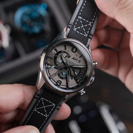 AVI-8 Hawker Harrier Double chronographe rétrograde Cadran gris fumé Quartz AV-4056-08 Montre pour homme