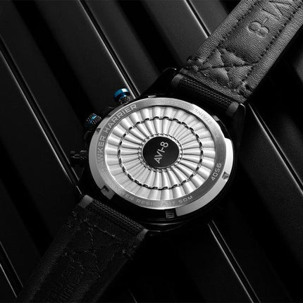 AVI-8 Hawker Hurricane Dual Chronographe rétrograde Storm Bracelet en cuir noir Cadran noir Quartz AV-4056-0A Montre pour homme
