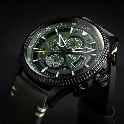 AVI-8 Hawker Hunter Avon Chronographe Cadran Vert Charbon Quartz AV-4064-02 HORS Montre Homme