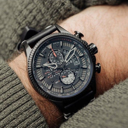 Montre pour homme AVI-8 Hawker Hunter Avon chronographe furtif Quartz noir AV-4064-05