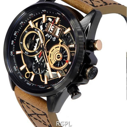HORS Montre Homme AVI-8 Hawker Harrier II Metador Chronographe Squelette Cadran Noir Quartz AV-4065-03