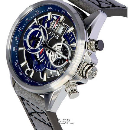 HORS Montre Homme AVI-8 Hawker Harrier II Metador Chronographe Squelette Cadran Gris Et Bleu Quartz AV-4065-04