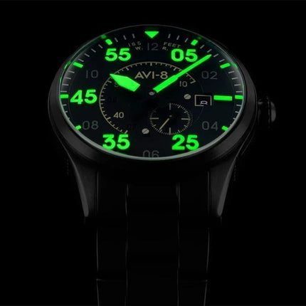 AVI-8 Spitfire Type 300 Minuit Chrome Cadran Noir Automatique AV-4073-33 Montre Pour Homme Avec Bracelet Supplémentaire
