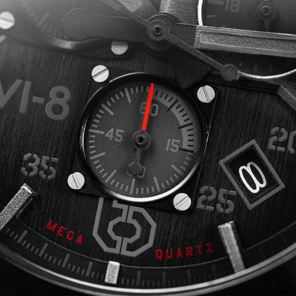 Montre Homme AVI-8 P-51 Mustang Blakeslee Chronographe Brevet Bracelet Cuir Cadran Noir Quartz AV-4077-03