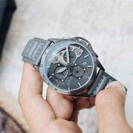 Montre Homme AVI-8 P-51 Mustang Blakeslee Chronographe Brevet Bracelet Cuir Cadran Noir Quartz AV-4077-03