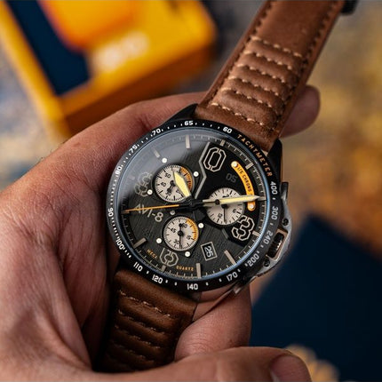 Montre chronographe AVI-8 P-51 Mustang Blakeslee édition Imperial War Museums cadran noir Lambeth à quartz AV-4077-07 pour homme