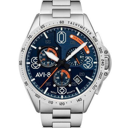 AVI-8 P-51 Mustang Argent Chèªne Blakeslee Chronographe Cadran Bleu Quartz AV-4077-22 HORS Montre Homme