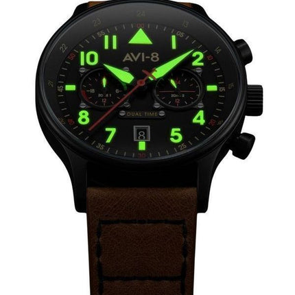 Montre pour homme AVI-8 Hawker Hurricane Carey Dual Time Debden à cadran noir à quartz AV-4088-03