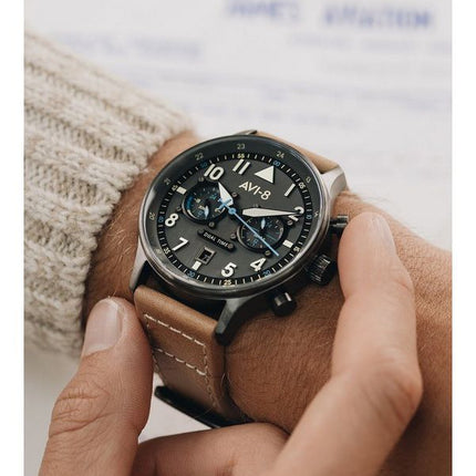 AVI-8 Hawker Hurricane Carey Dual Time Orissa Gris Cadran Quartz AV-4088-04 Montre Homme