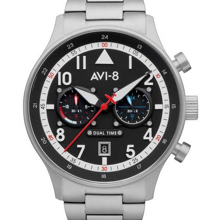 AVI-8 Hawker Hurricane Carey Dual Time Rangoon Cadran Noir Quartz AV-4088-11 Montre Homme