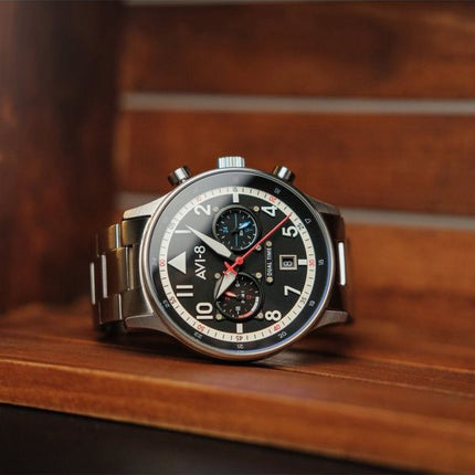 AVI-8 Hawker Hurricane Carey Dual Time Rangoon Cadran Noir Quartz AV-4088-11 Montre Homme