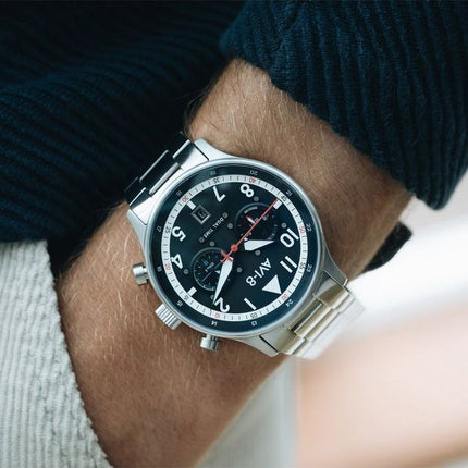 AVI-8 Hawker Hurricane Carey Dual Time Rangoon Cadran Noir Quartz AV-4088-11 Montre Homme