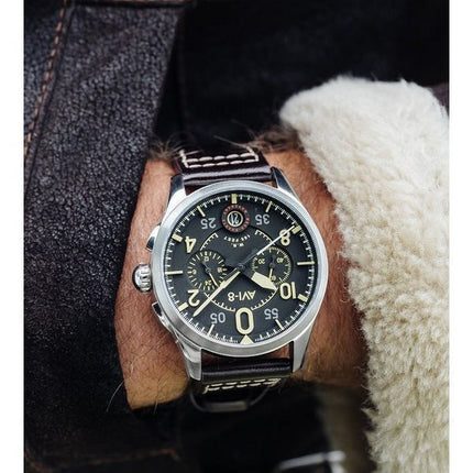 Montre pour homme AVI-8 Spitfire Lock Midnight Oak chronographe Quartz AV-4089-01