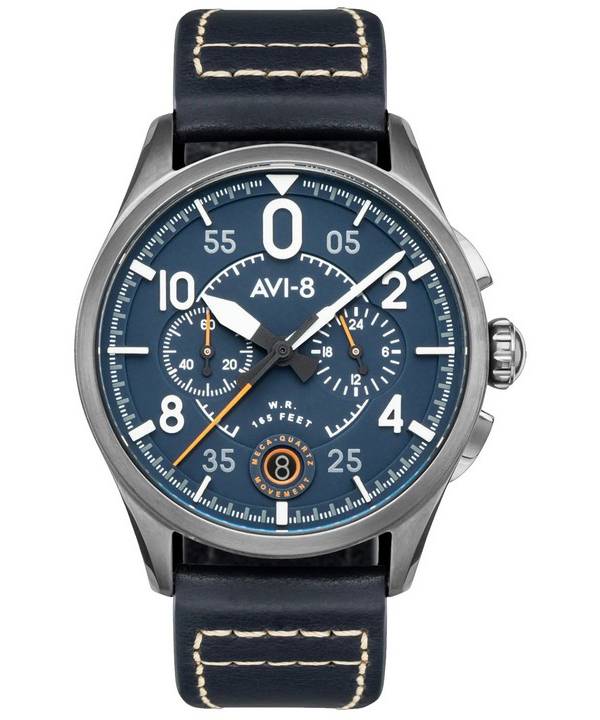 HORS Montre Homme AVI-8 Spitfire Lock Channel Bleu Chronographe Quartz AV-4089-04