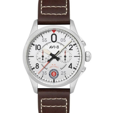 Montre pour homme AVI-8 Spitfire Lock Chronographe Avion Cadran blanc Quartz AV-4089-05