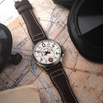 Montre pour homme AVI-8 Spitfire Lock Chronographe Avion Cadran blanc Quartz AV-4089-05