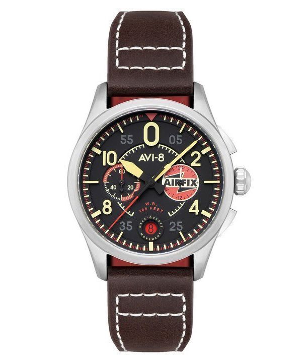 Montre pour homme AVI-8 Spitfire Lock Chronographe Airfix Edition Raven Cadran noir Quartz AV-4089-09