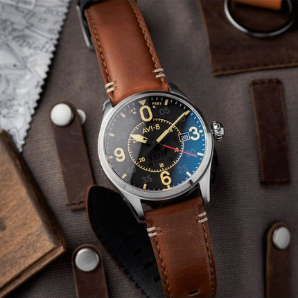AVI-8 Spitfire Smith Woolston Cadran Noir Automatique AV-4090-01 Montre Homme