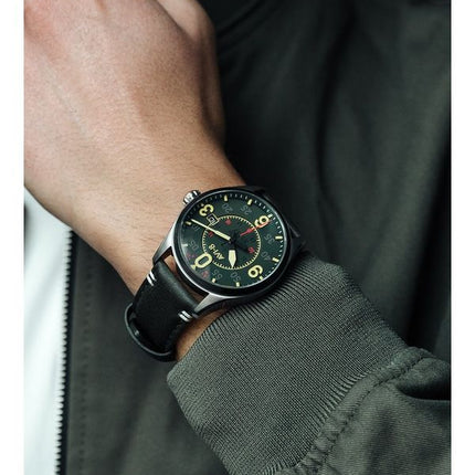 Montre automatique pour homme AVI-8 Spitfire Smith Reading avec bracelet en cuir et cadran vert AV-4090-03