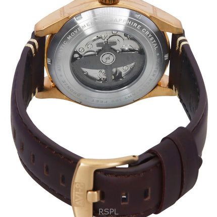 Montre automatique pour homme AVI-8 Spitfire Smith, bracelet en cuir marron, cadran noir, AV-4090-06