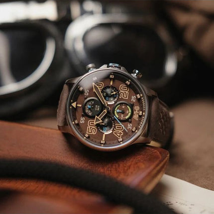 AVI-8 Hawker Typhoon Rb396 Sheila Chronographe Édition Limitée Westhampnett Cadran Marron Quartz AV-4093-06 Montre pour Homme