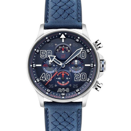 Montre pour homme AVI-8 Hawker Typhoon Rb396 Sheila Chronographe Édition limitée Volkel Cadran bleu Quartz AV-4093-07