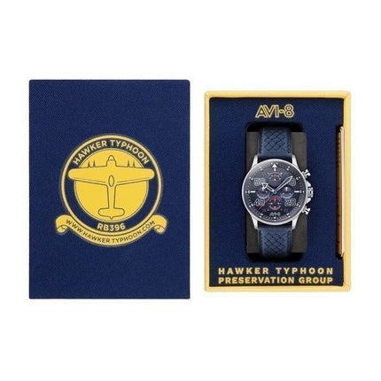 Montre pour homme AVI-8 Hawker Typhoon Rb396 Sheila Chronographe Édition limitée Volkel Cadran bleu Quartz AV-4093-07